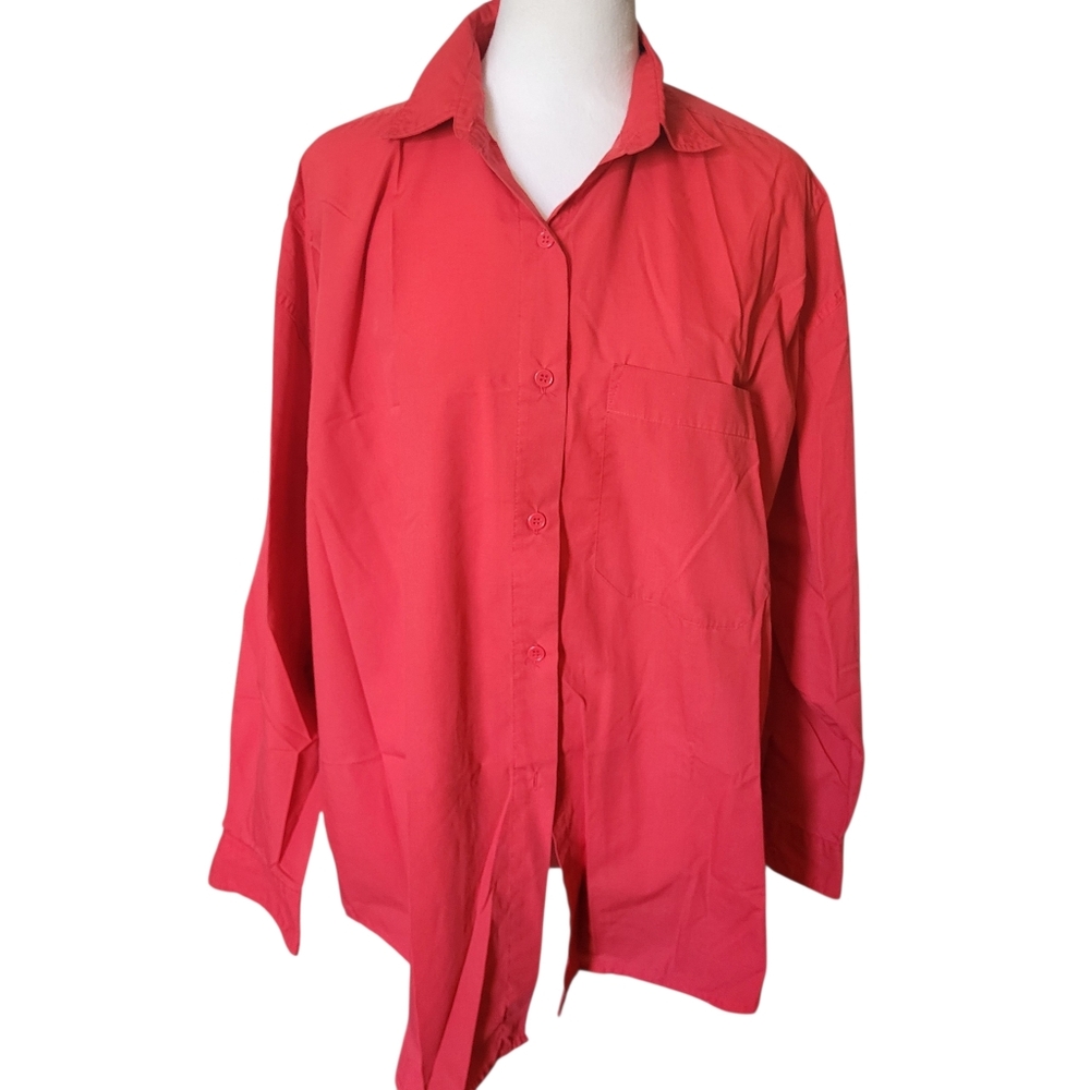 Liz Thomas Button Down Shirt Red sz L